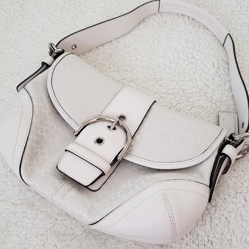 All white Coach Purse